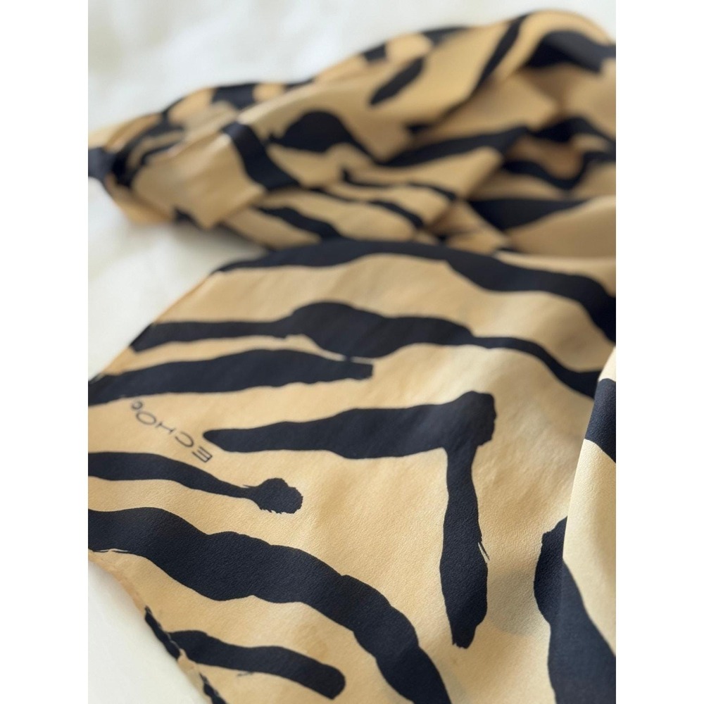 Vintage Echo Animal Print Silky Scarf/Wrap Oblong 11" x 56"